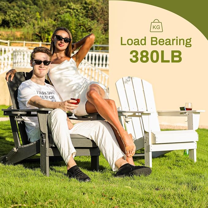 SERWALL Foldable Adirondack Chair, HDPE Adirondack Chair - Image 6