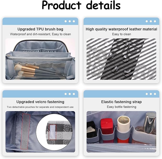 BOYATU Makeup Bag Travel Cosmetic Bag: 3 Pcs Set Portable Make up Bags - Image 4