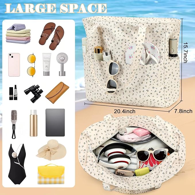 LEDAOU Beach Bag Waterproof Sandproof Women Tote Bag Pool Bag - Image 6