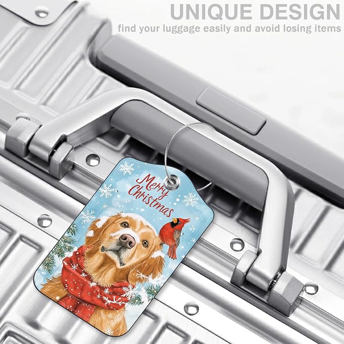 Set of 2 Christmas Dog and Red Cardinal Luggage Tags - Image 5