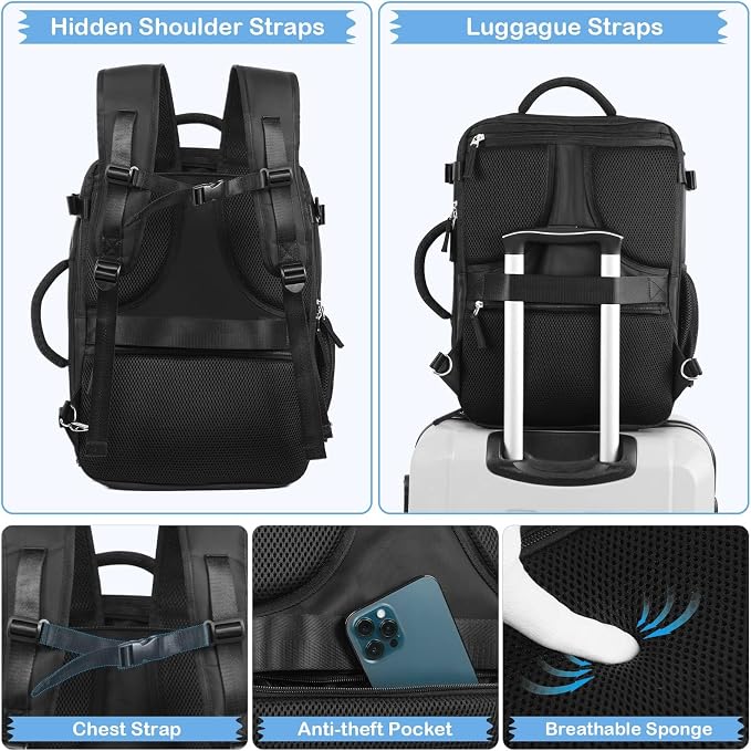 Hanples Travel Backpack for Women Men Large Carry On Person Item Flight - Image 6