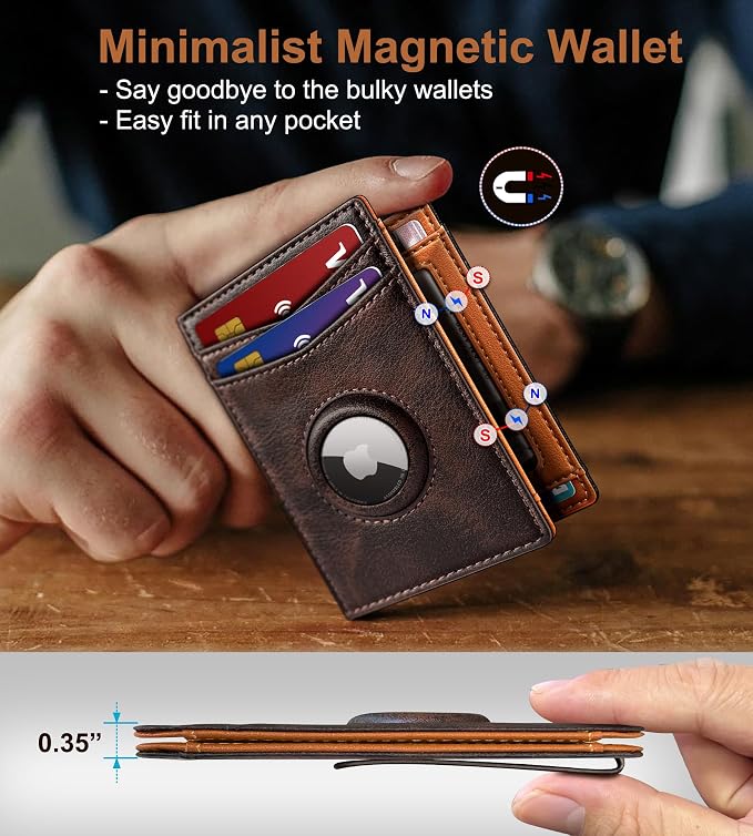 Airtag Wallet for Men- with Money Clip Gift Boxed, Magnetic Closure Slim - Image 4
