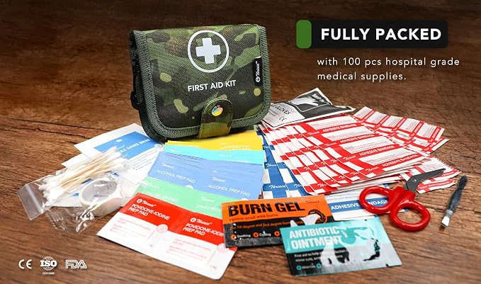 Small First Aid Kit, 100 Pieces Water-Resistant Well Organzied Pouch - Image 4