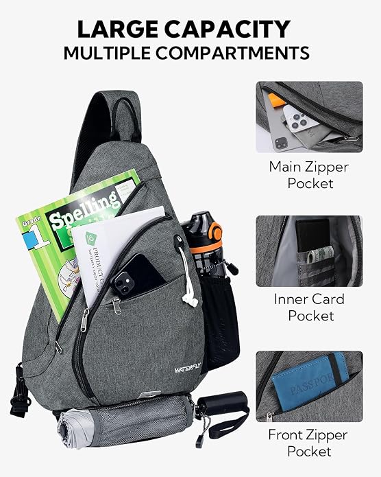 WATERFLY Large Crossbody Sling Bag: Over Shoulder Backpack Daypack Casual Cross - Image 3