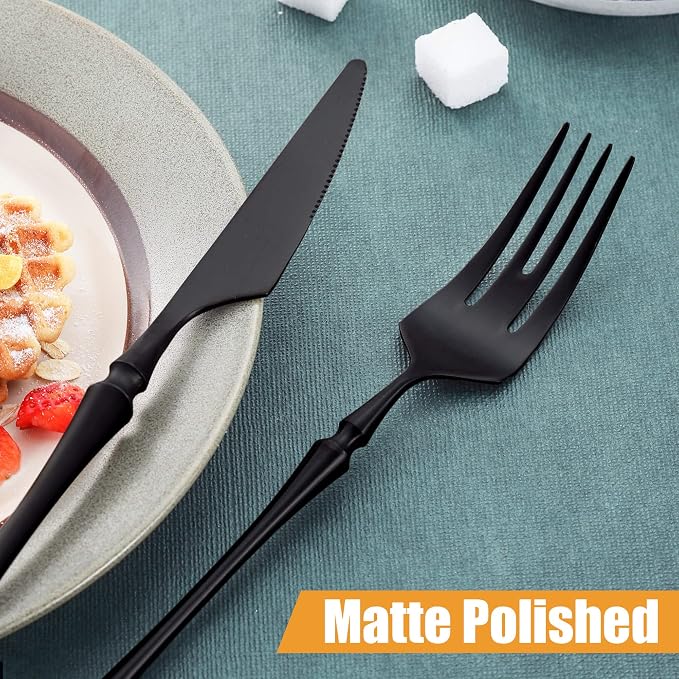 20-Piece Matte Black Silverware Set - Image 4