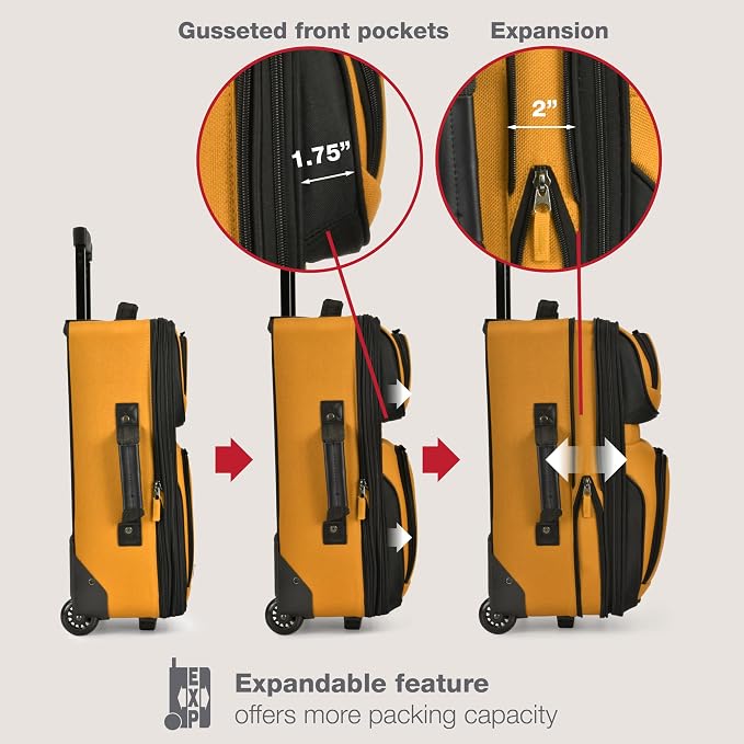 U.S. Traveler Rio Fabric Expandable Carry-on Luggage, Rolling Suitcase - Image 4