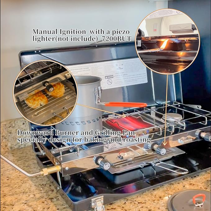 Camping Stove, 3 Burners Propane Portable Camp Stove - Image 2