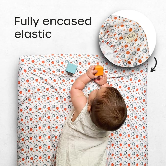 Quiggly Bassinet Sheets for Guava Lotus, 2 Pack Organic Cotton Jersey Knit - Image 5