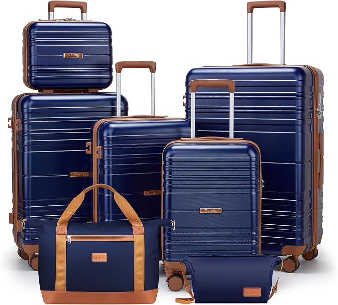 Luggage Sets with spinner wheels, PC+ABS Hard Shell Travel Luggage, Lightweight by Unknown