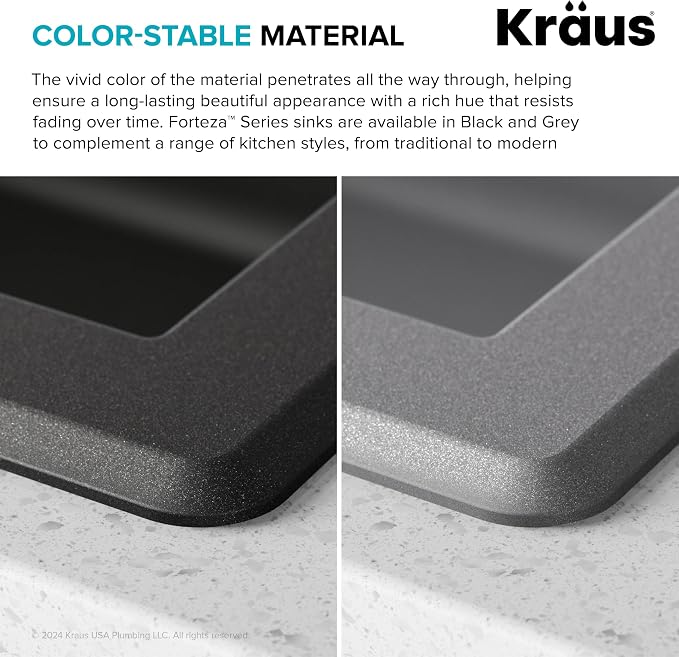 KRAUS Forteza 33-inch Drop In/Undermount Single Bowl Granite Kitchen Sink in - Image 10