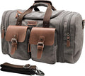 Wildroad 50L Travel Duffel Bag, Expandable Canvas Genuine Leather Duffle Bag by WILDROAD