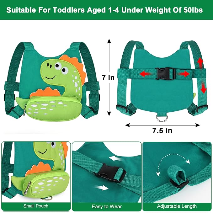 Toddler Harness Leash with Anti Lost Wrist Link, Accmor Cute Dinosaur Kids - Image 2