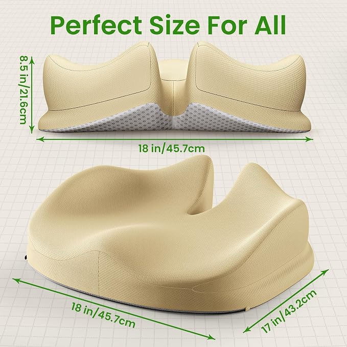 Benazcap Large Seat Cushion for Office Chair Memory Foam Coccyx Pain Relief - Image 5