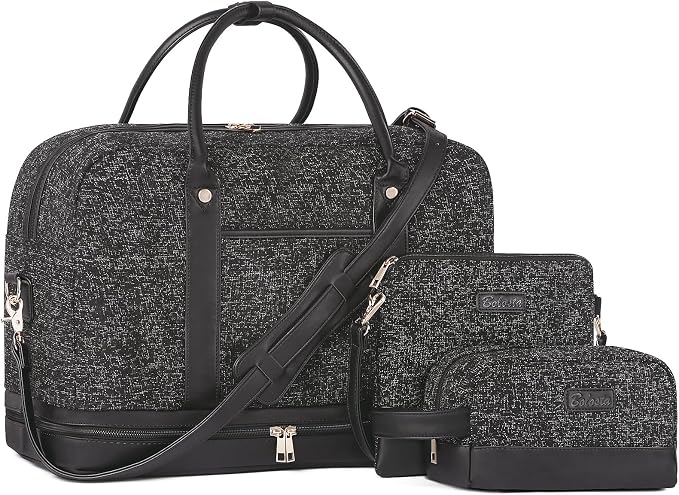Weekender Bag for Women Canvas Overnight Bag Large Travel Tote Bag Carry on by BOLOSTA