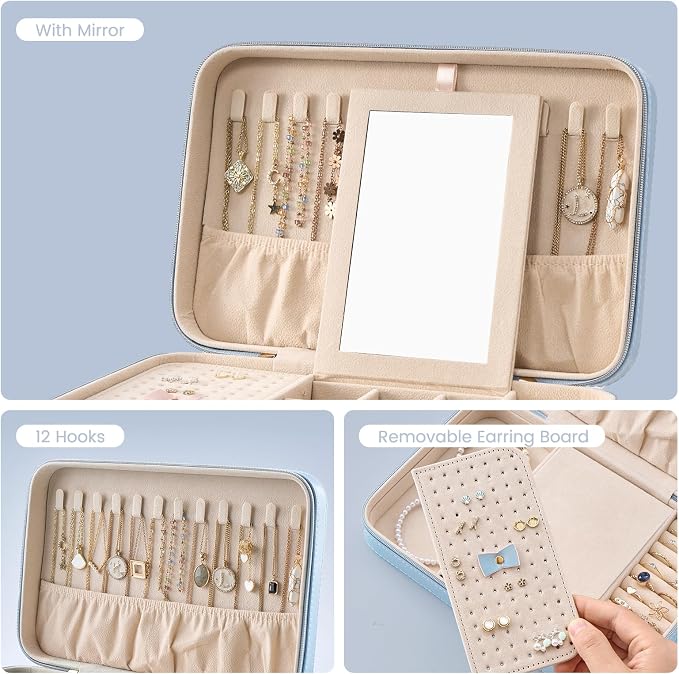 Lolalet Travel Jewelry Case for Women Girls, Travel Jewelry Organizer Box - Image 5