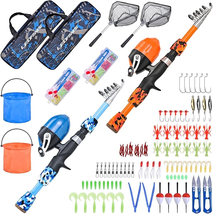 LEOFISHING 2 Set Kids Fishing Pole Set by LEOFISHING