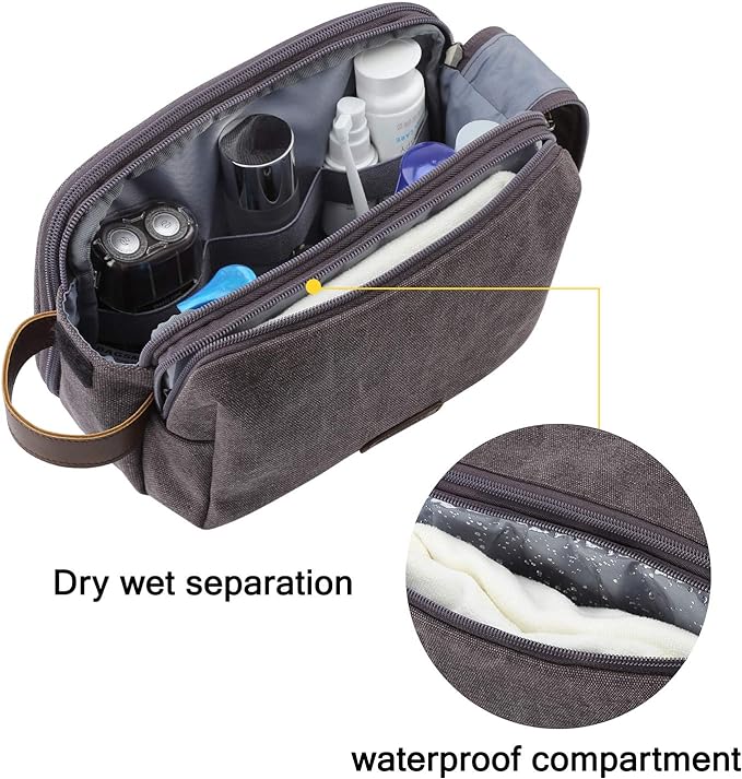 BAGSMART Toiletry Bag for Men, Canvas Travel Toiletry Organizer Dopp Kit - Image 3