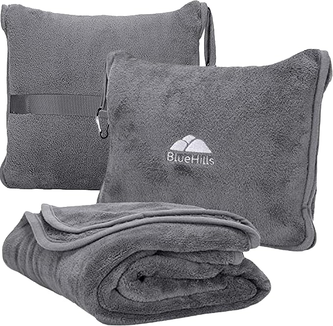 BlueHills Premium Soft Travel Blanket Pillow Airplane Flight Blanket Throw Bag by BlueHills
