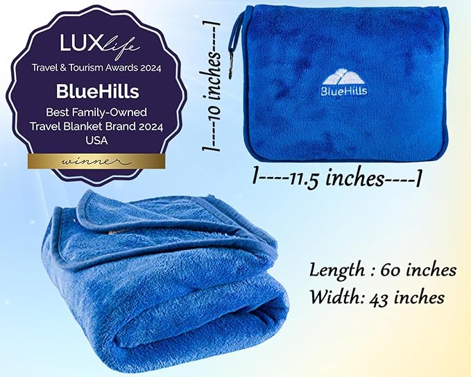 BlueHills 2-Pack Premium Soft Travel Blanket Pillow Airplane Blanket in Soft - Image 3