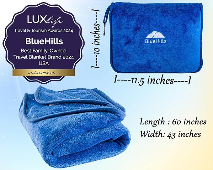 BlueHills Premium Soft Travel Blanket Pillow Airplane Blanket Packed in Soft - Image 3