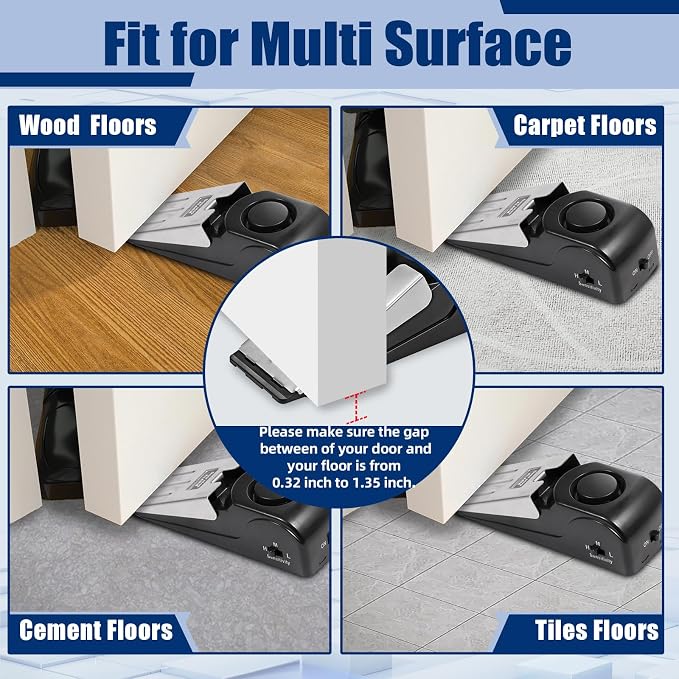 Door Stop Alarm 2 Pack, 120 dB Door Stopper Wedge Door Stops Alarm Great - Image 4