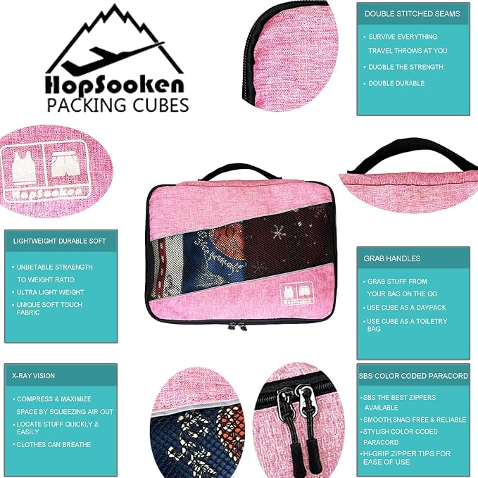 5 Set Packing Cubes for Travel Large Suitcase Luggage Organizer Bags Travel - Image 6