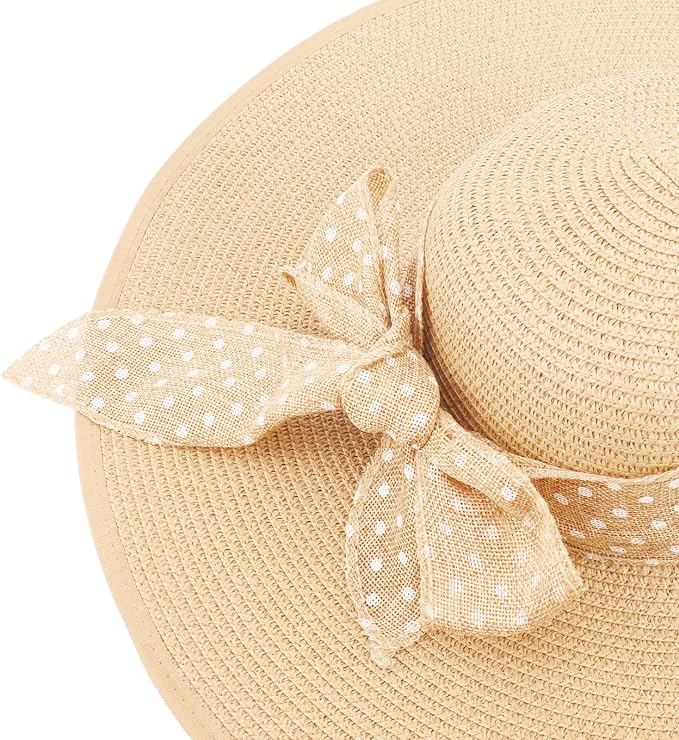 DRESHOW Beach Hats for Women Big Straw Wide Brim Summer Hat Floppy Foldable - Image 6