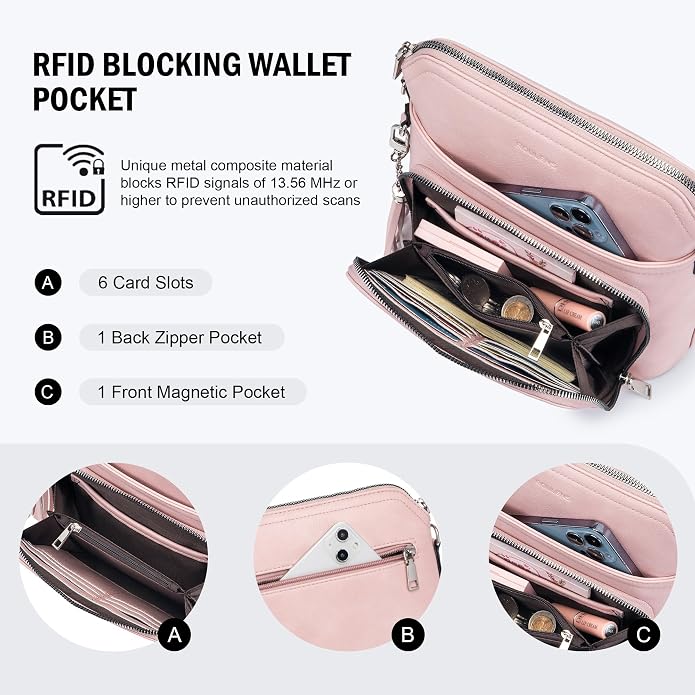 Crossbody Purse for Women, Lightweight Medium Crossbody Bag Soft Leather - Image 3