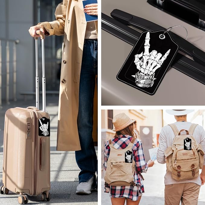 2 Pcs Skull Luggage Tags for Suitcases, Privacy Cover ID Label - Image 2