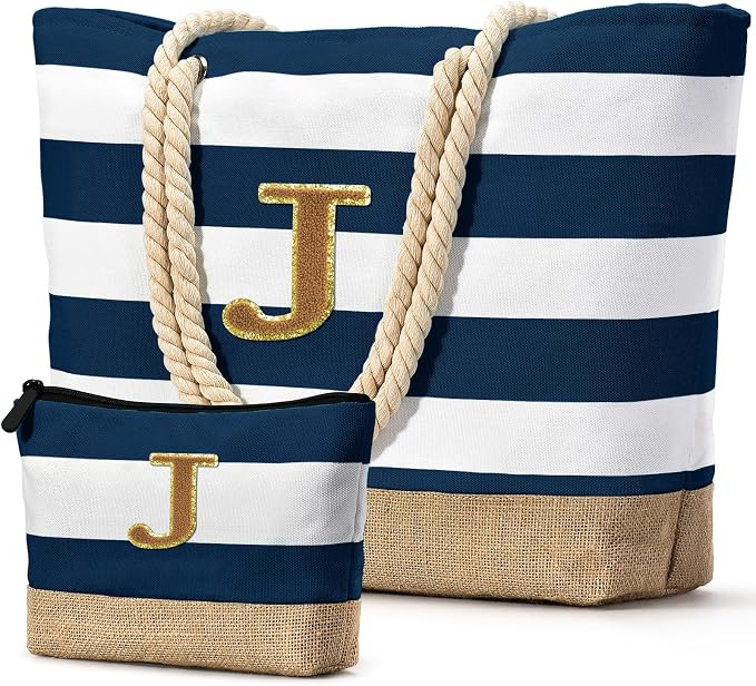 Becokan Beach Bag Initial Beach Tote by BecokanBeachBagSpecialist