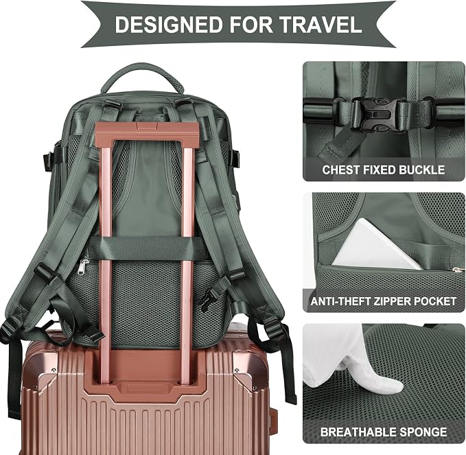 coowoz Large Travel Backpack For Women Men, Carry On Flight Approved, Hiking - Image 7
