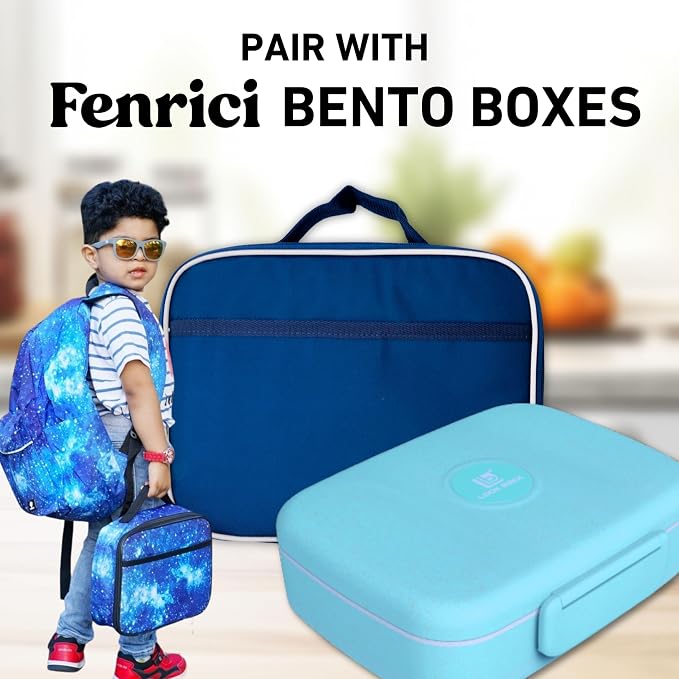 Fenrici Blue Lunch Box for Boys, Kids Insulated Lunch Bag for School, Soft - Image 6