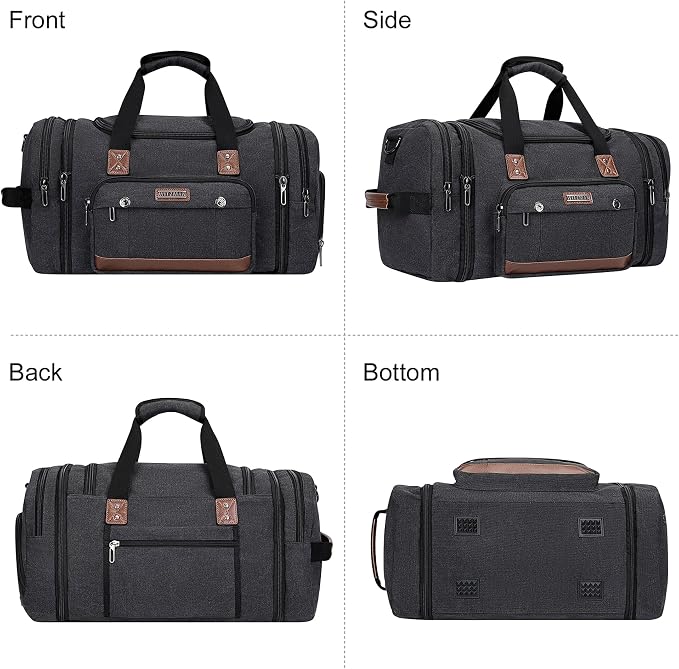 WITZMAN Mens Duffle Bags for Traveling Canvas Weekender Travel Bag Expandable - Image 9