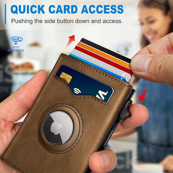 Airtag Wallet for Men, with Cash Pocket 2 ID Window 9-12 Cards, Metal Case - Image 5