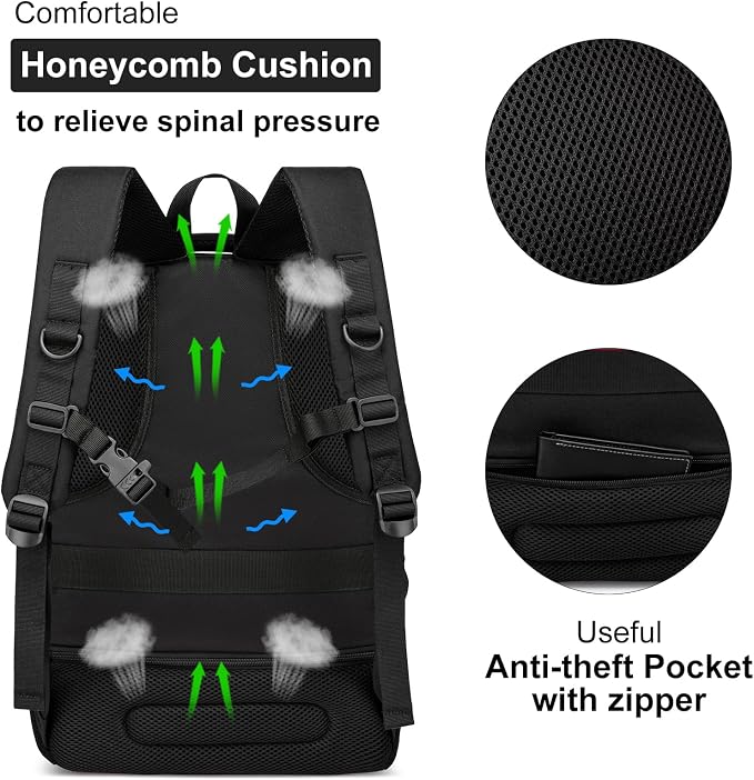School Backpack for Teen Boys, 15.6 Inch Anti Theft Laptop Bookbag - Image 4