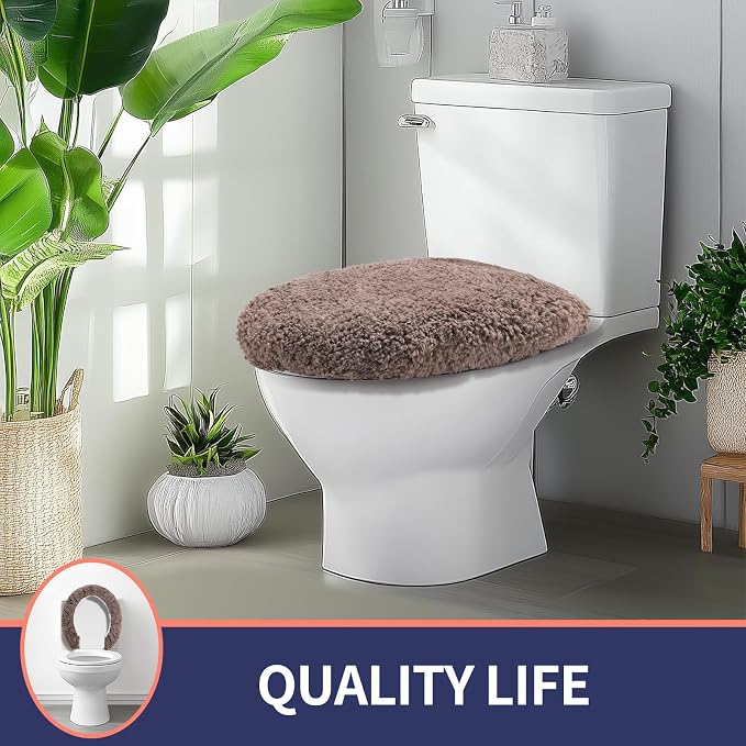 Microfiber Elongated Toilet Seat Cover 19.5"x 15" Machine Washable Solid Toilet - Image 8