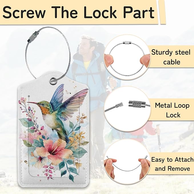 Hummingbird Flowers 3 Pack Luggage Tags - Image 2