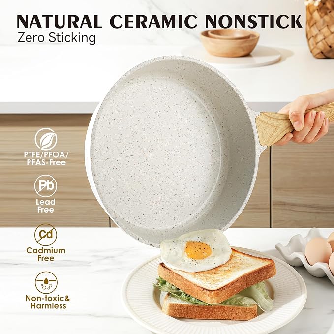 SENSARTE Nonstick Ceramic Cookware Set 23-Piece, Healthy Pots and Pans Set - Image 3