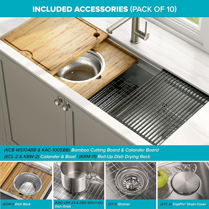 KRAUS Kore Workstation 45-inch Undermount 16 Gauge Stainless Steel Kitchen Sink - Image 7