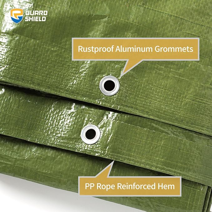 GUARD SHIELD Tarp Green 9x12 Feet Multi Purpose Waterproof Poly Tarp Cover 5mil - Image 4