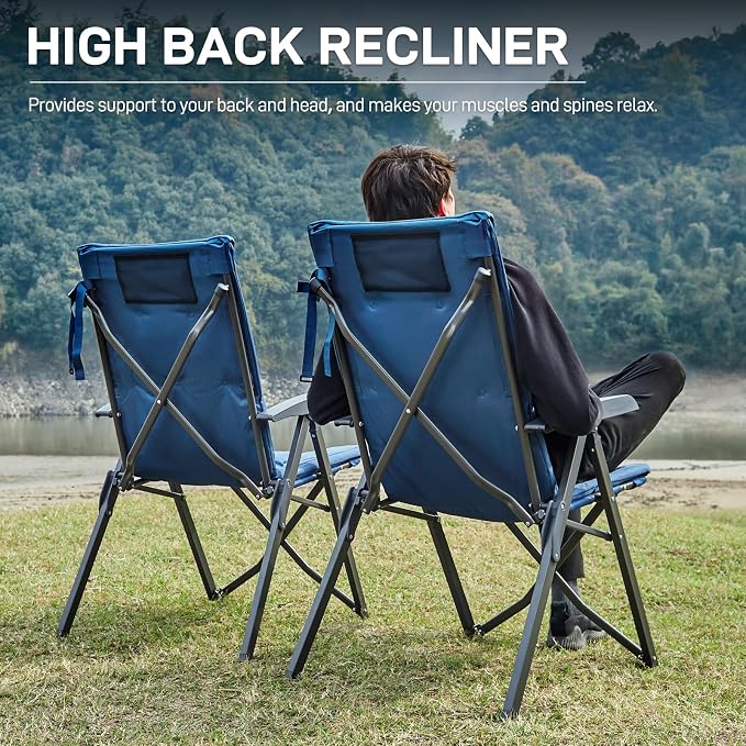 EVER ADVANCED Folding Padded Camping Chair 4 Positon Adjustable Recliner - Image 6