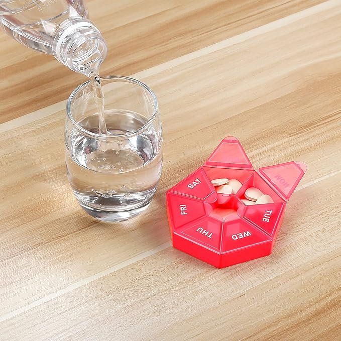 Ponpon 8pcs Pill Holder Box 7-Sided Portable Vitamin Holder Box Pill Organizer - Image 5