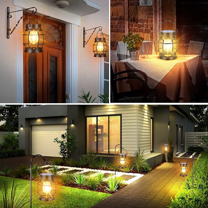 UBright 2 Pack Solar Lantern Lights Outdoor Waterproof Metal Hanging Solar - Image 7