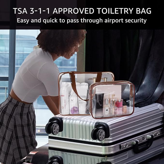 3Pcs Crystal Clear PVC Travel Toiletry Bag Kit - Image 3