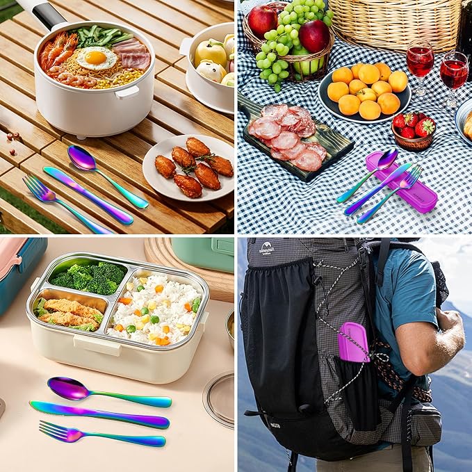 Travel Utensils with Case, 4-Piece Stainless Steel Portable Cutlery Set - Image 7