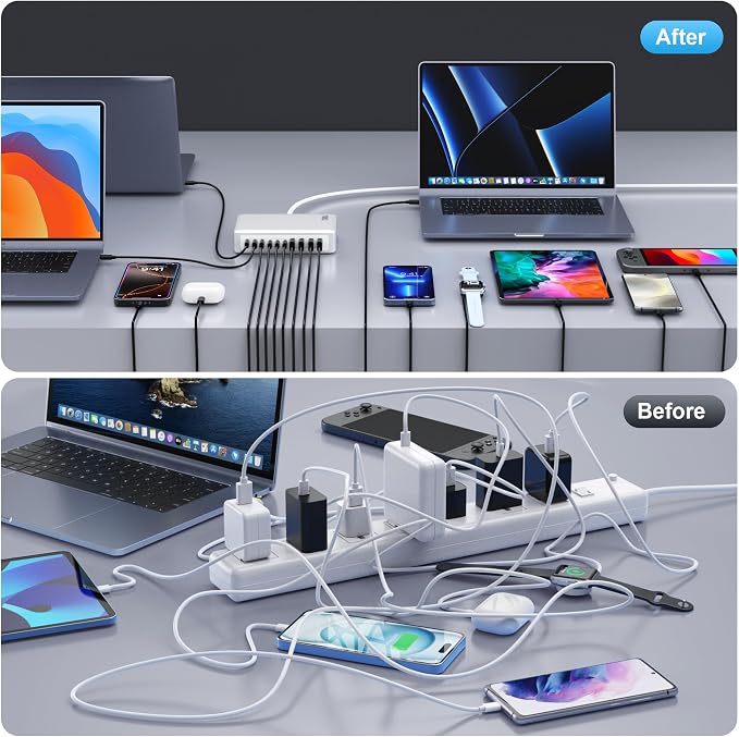 730W USB C Charger Block, 10-Ports GaN V Fast Charging Station Hub, QC4.0+Three - Image 6