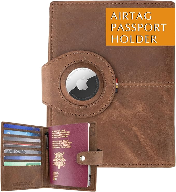 GARZINI Passport Holder with AirTag, Passport Wallet with RFID, Travel by GARZINI