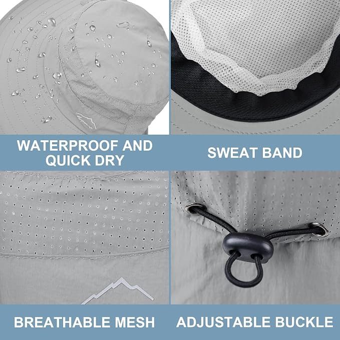 Sun Hat for Men Women with Neck Flap, UPF 50+ UV Protective Hiking Fishing Hats - Image 4