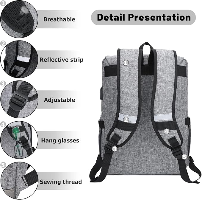 HFSX Vintage Backpack Anti Theft Laptop Backpack Men Women Business Travel - Image 5