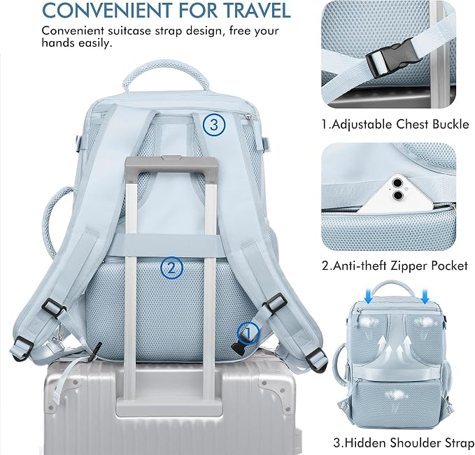 Beraliy Large Travel Backpack Women, Airline Approved Backpack, Carry On luggage - Image 7